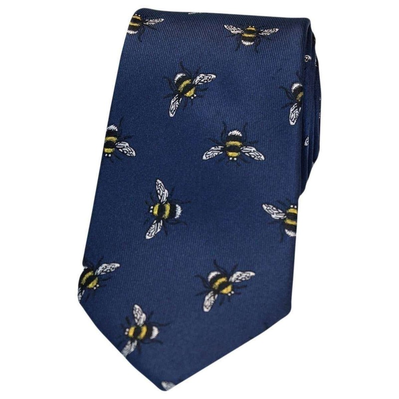 David Van Hagen Bumble Bee Luxury Silk Tie – Navy