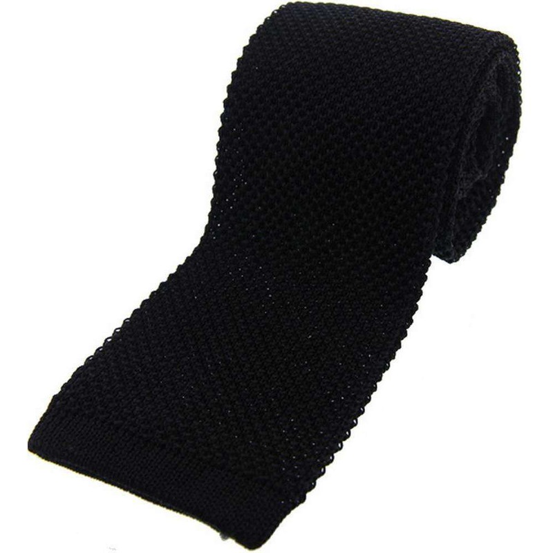 David Van Hagen Knitted Silk Tie – Black