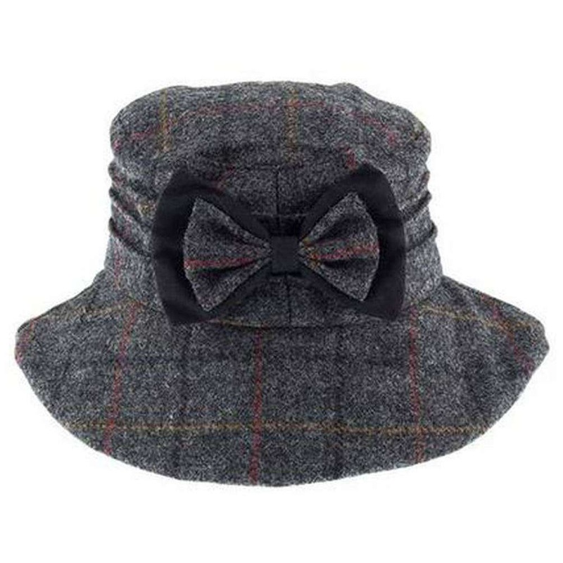 Dents Abraham Moon Yorkshire Check Tweed Bucket Hat – Charcoal Grey