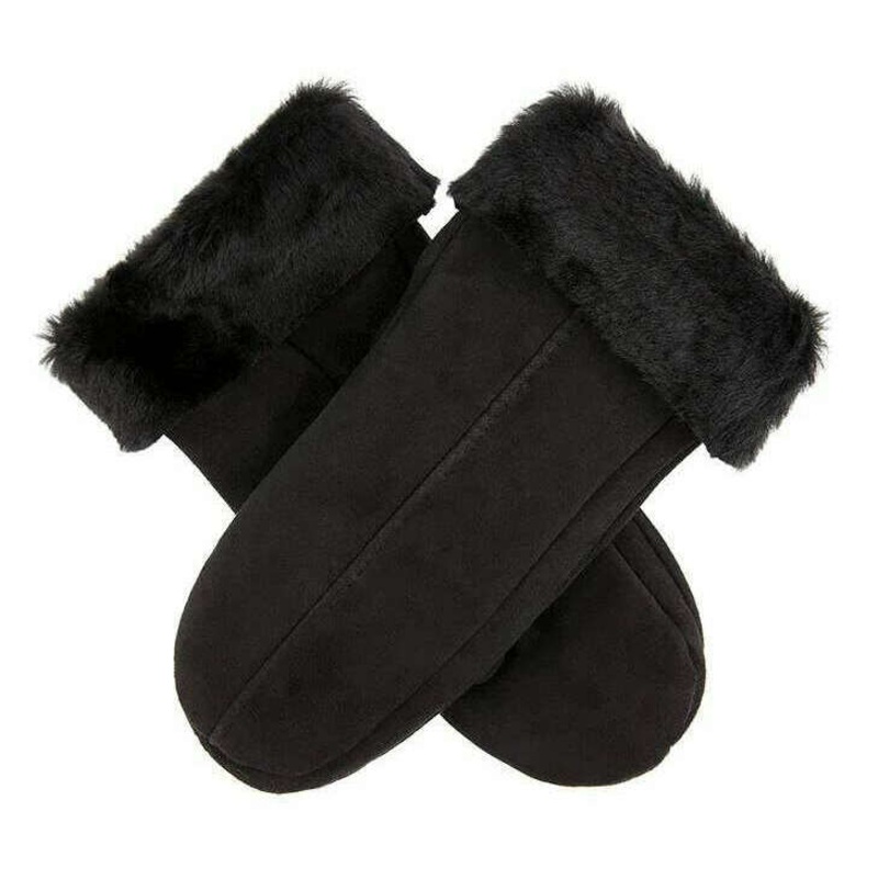Dents Alice Sheepskin Mittens – Black Suede
