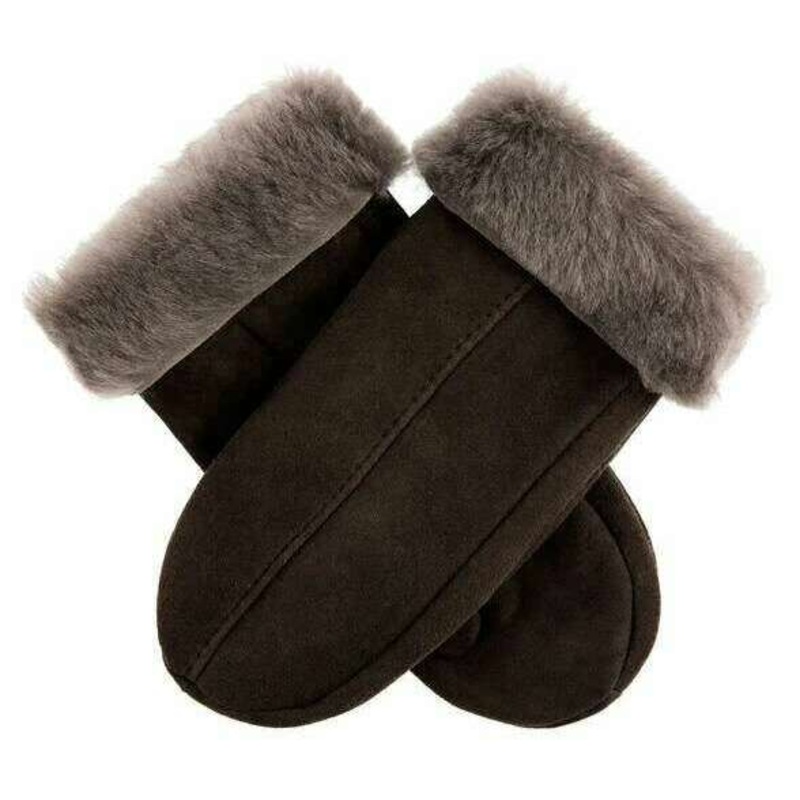 Dents Alice Sheepskin Mittens – Brown Suede