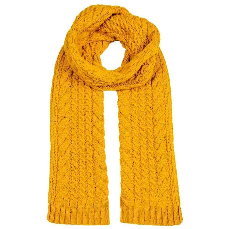 Dents Cable Knit Scarf – Ochre Yellow