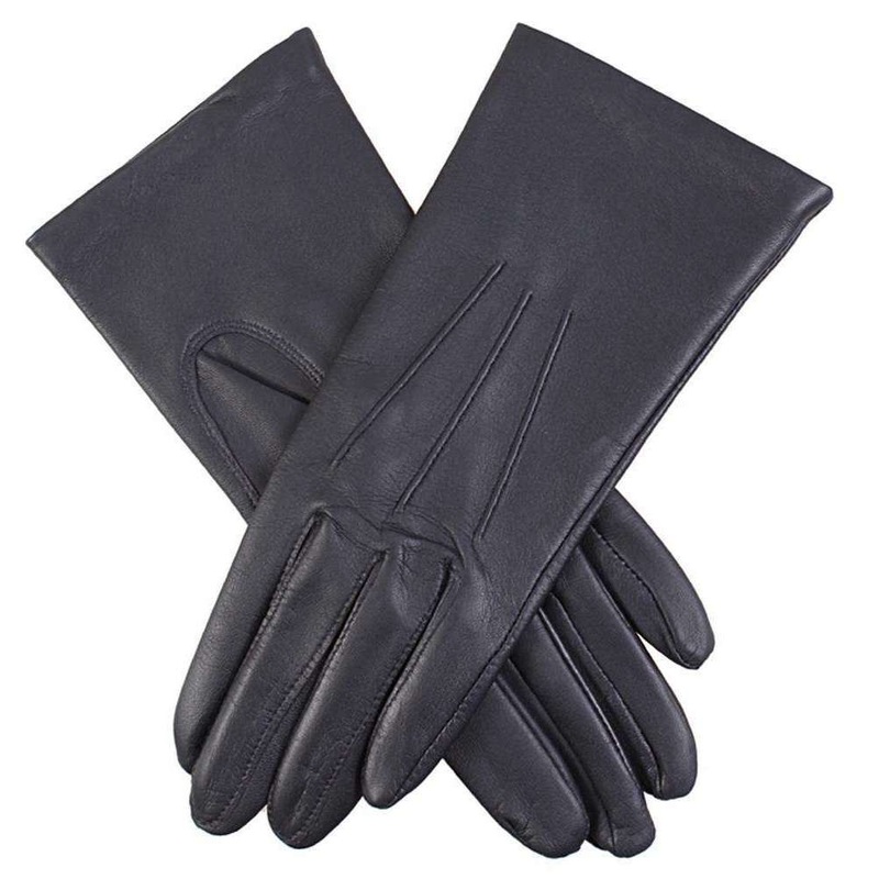 Dents Elizabeth Silk Lined Smooth Grain Leather Gloves – Navy