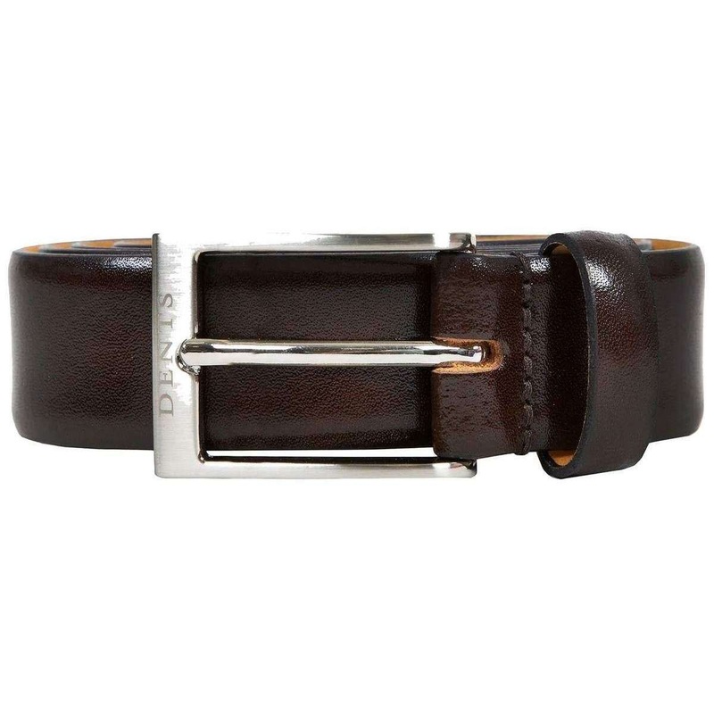 Dents Heritage Feather Edge Leather Belt – Dark Brown