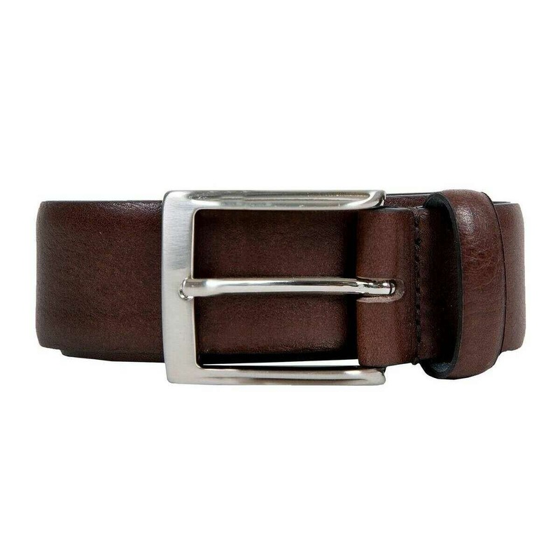 Dents Heritage Pebble-Grain Leather Belt – Dark Brown
