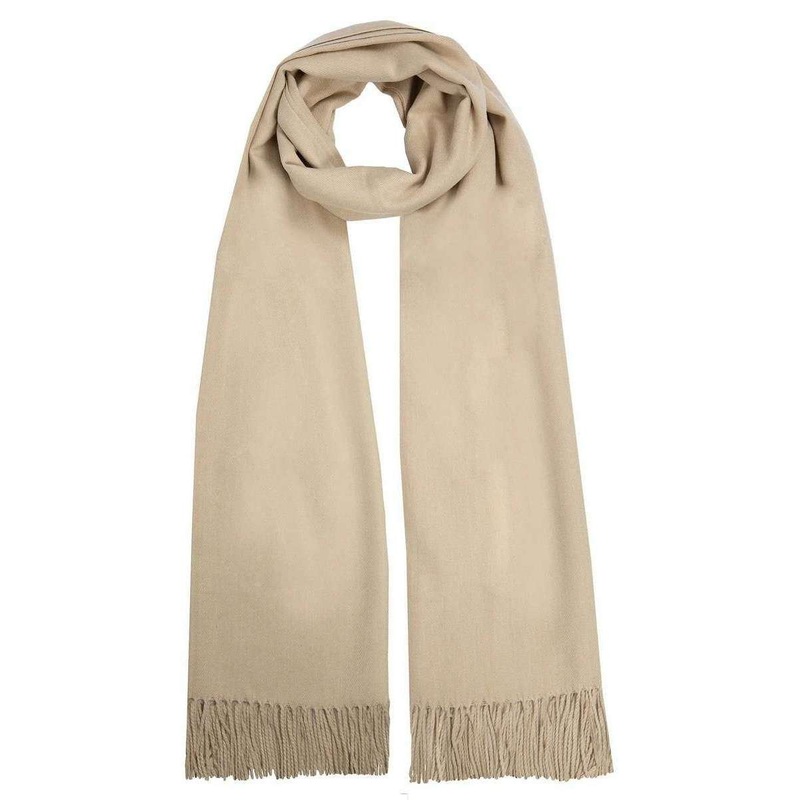 Dents Plain Pashmina Tassel Scarf – Oat Beige