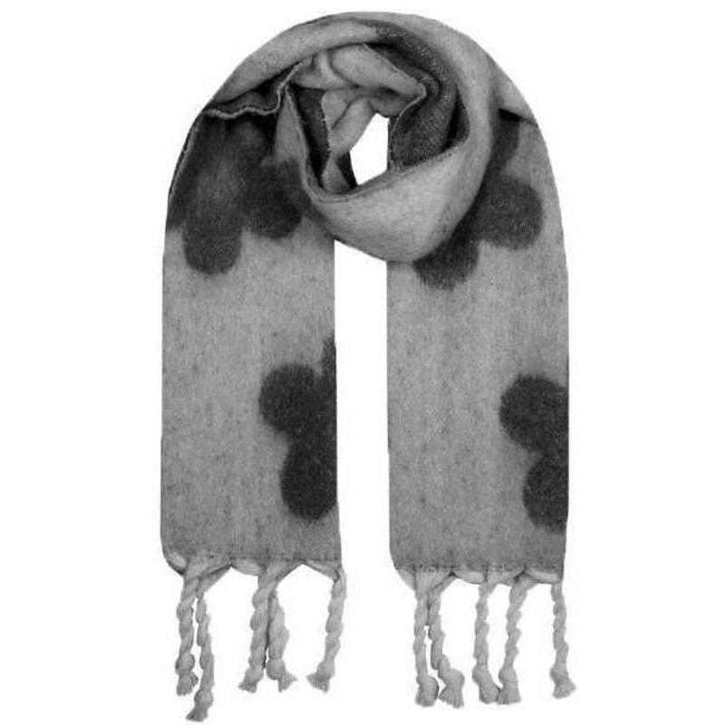 Dents Reversible Floral Blanket Tassel Scarf – Black