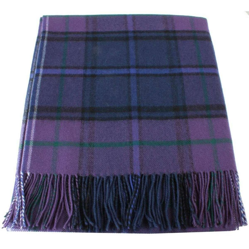 Locharron of Scotland Borders Scotland Forever Modern Lambswool Blanket – Purple