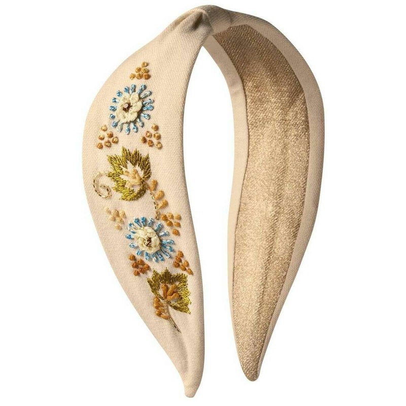 Powder Embroidered Perfect Posie Headband – Coconut White