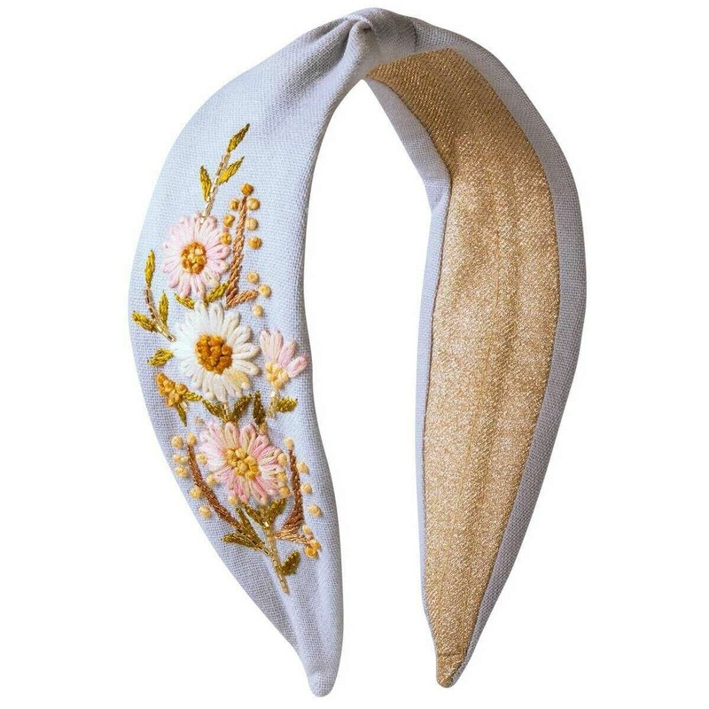 Powder Embroidered Perfect Posie Headband – Powder Blue