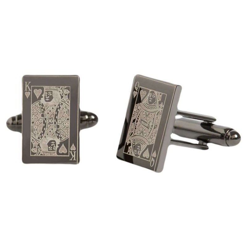 Simon Carter West End King and Queen of Hearts Cufflinks – Gunmetal Grey