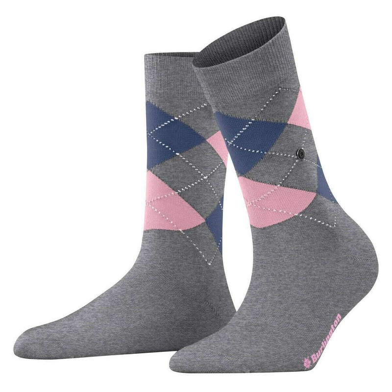Burlington Covent Garden Socks – Concrete Grey/Pink