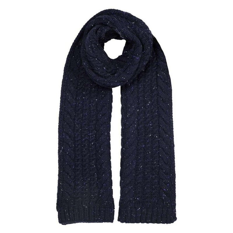 Dents Cable Knit Marl Scarf – Navy