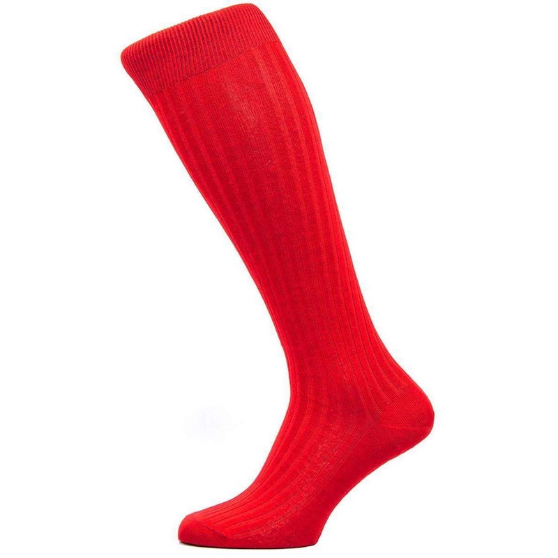 Pantherella Danvers Rib Over the Calf Cotton Lisle Socks – Scarlet