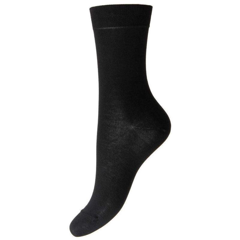 Pantherella Poppy Flat Knit Egyptian Cotton Ankle Socks – Black
