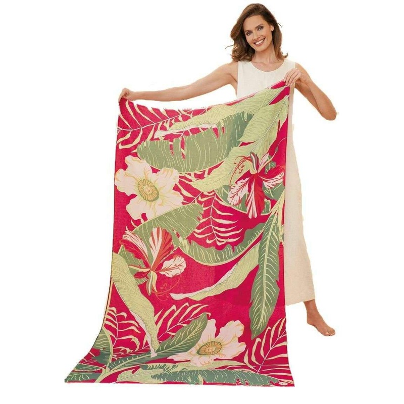 Powder Printed Delicate Tropical Scarf  – Dark Rose Pink