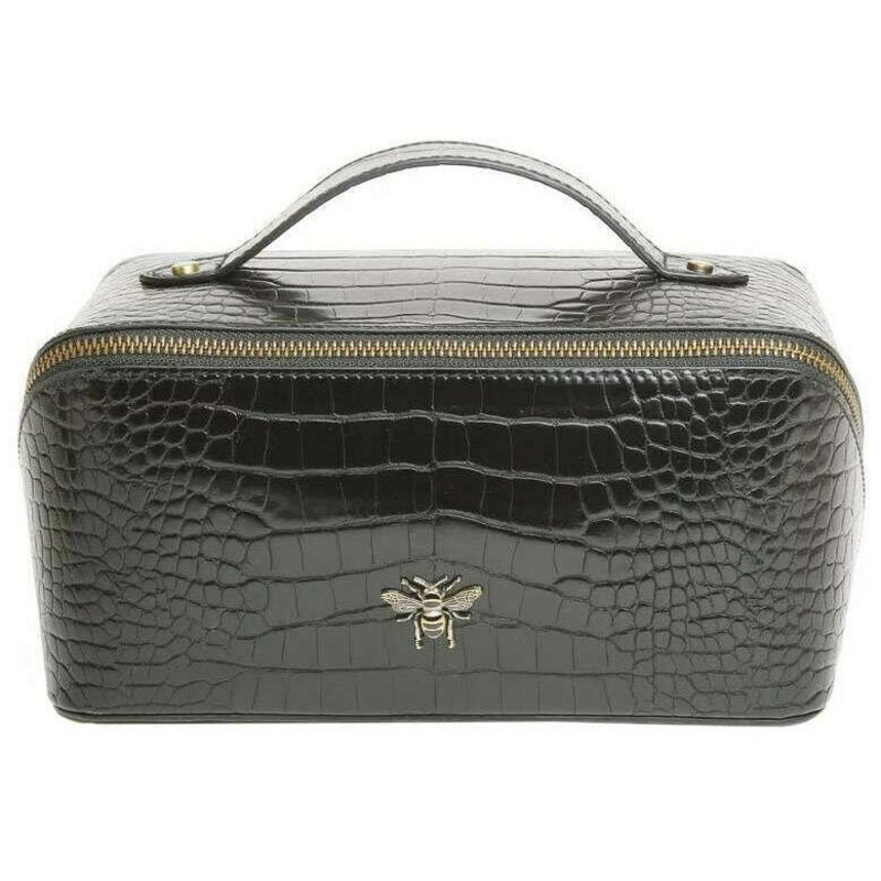 Alice Wheeler London Luxury Train Case – Black Croc