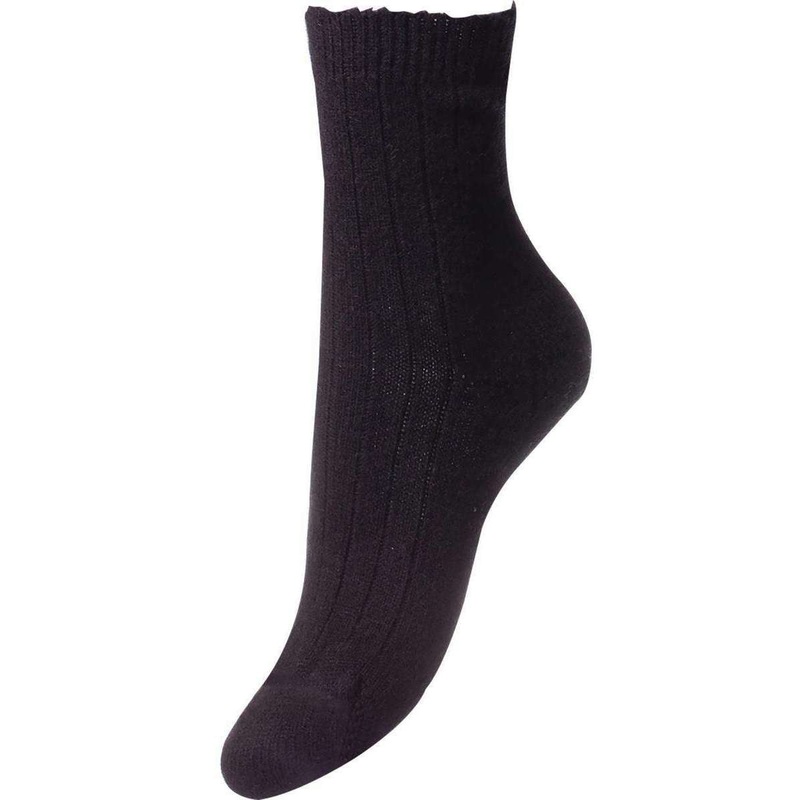 Pantherella Tabitha Rib Cashmere Socks – Black