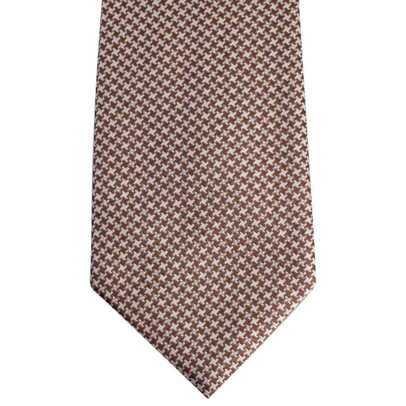 David Van Hagen Houndstooth Tie – Brown/White