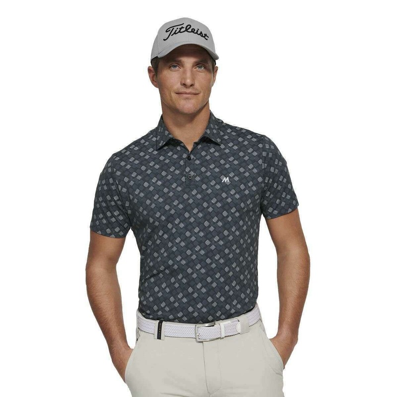 Meyer Phil Performance Print Polo – Charcoal Grey