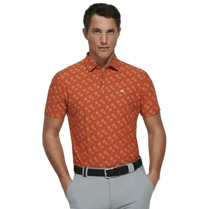 Meyer Phil Performance Print Polo – Pumpkin Orange