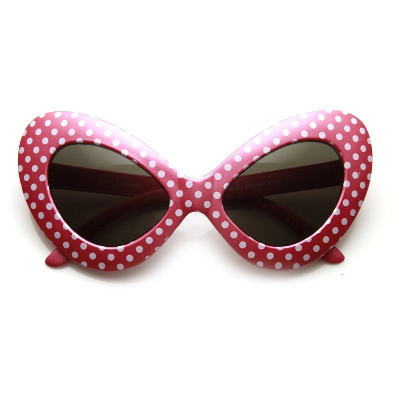 1950’s Retro Womens Fashion Oversize Polka Dot Novelty Cat Eye Sunglasses 9549