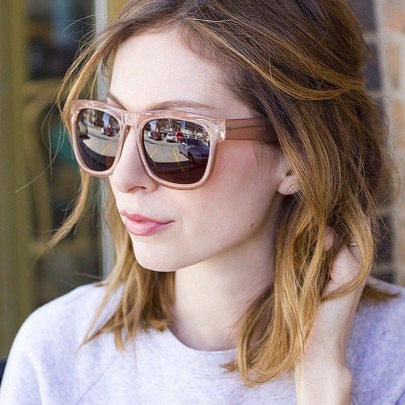 “Harlow” Oversize Translucent Horned Rim Womens Sunglasses