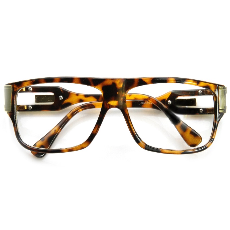 Retro Artist 1970’s Fashion Clear Lens Square Aviator Glasses 9262