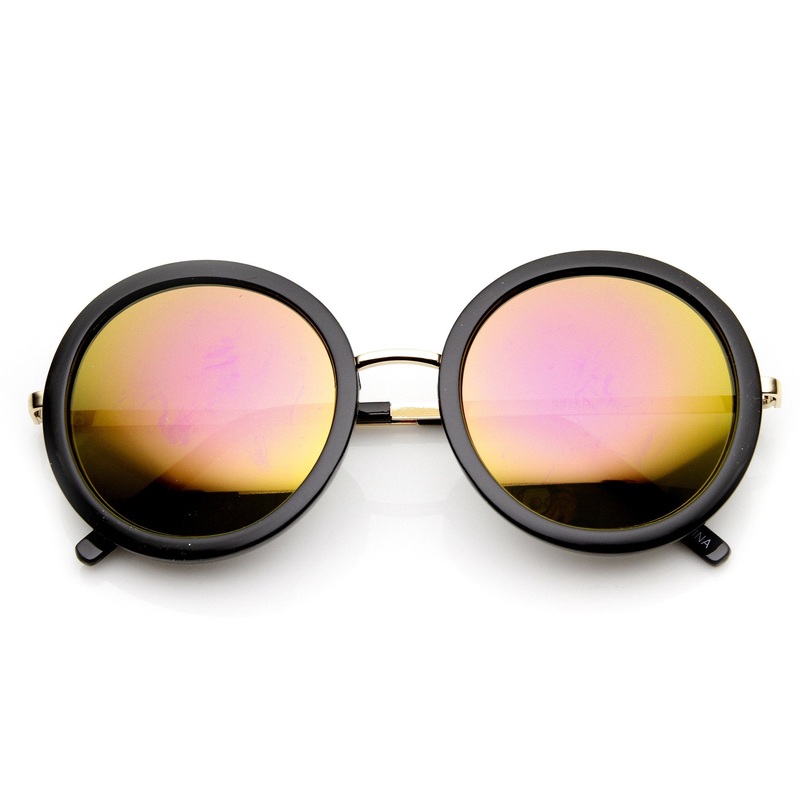 Women’s Glam Mirrored Lens Round Fashion Sunglasses 9226