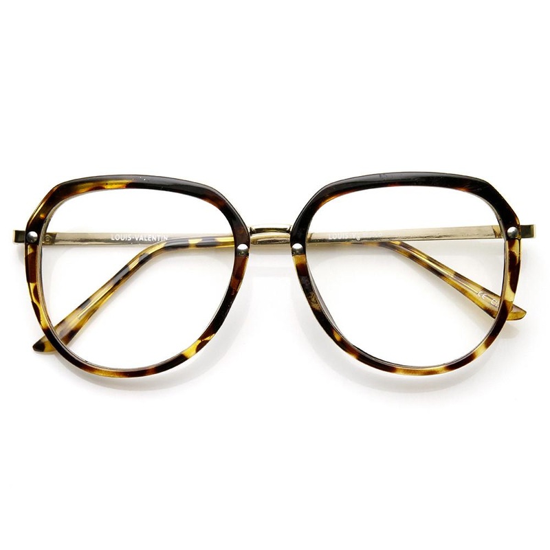 Womens 1980’s Fashion Retro Clear Lens Oversize Glasses 9295