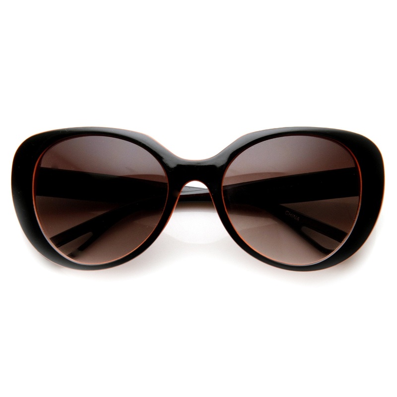 Womens Oversize Two Tone Cat Eye Sunglasses 9352