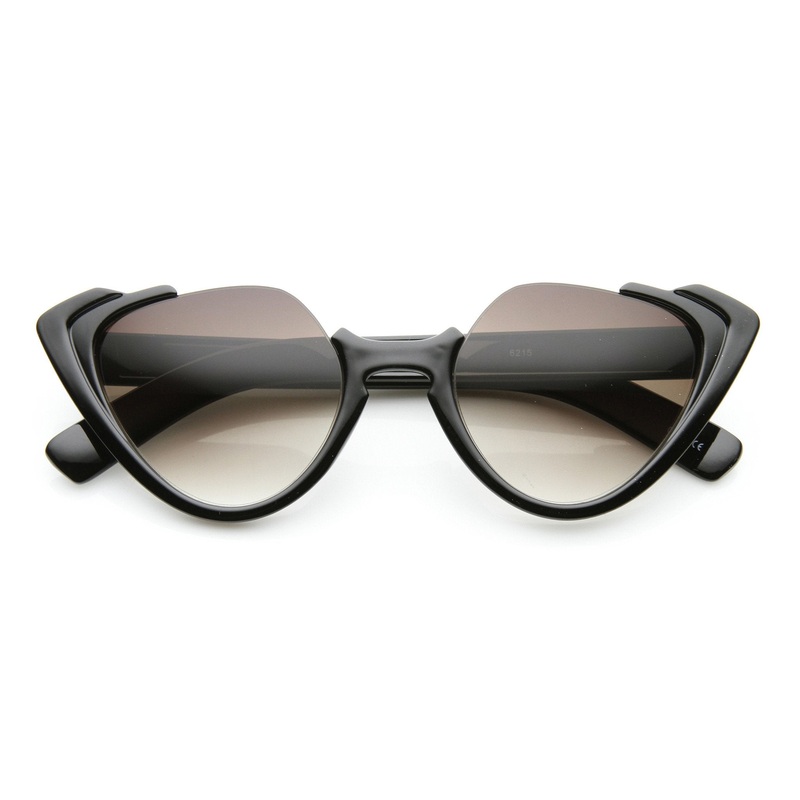Womens Unique Heart Shape Half Frame Cat Eye Sunglasses 9616