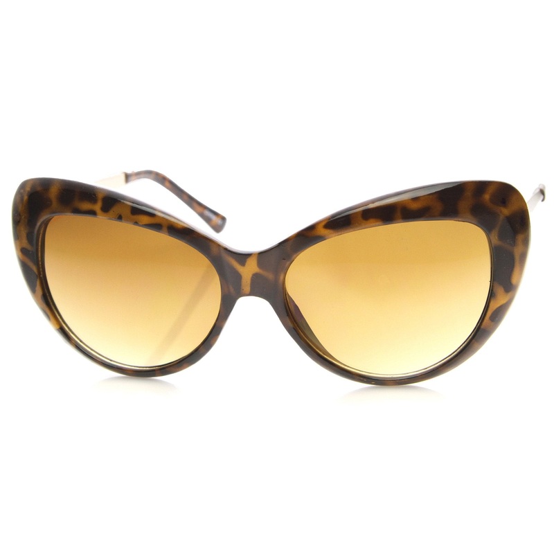 Women’s Retro Round Cat Eye Sunglasses With Metal Temples 9796