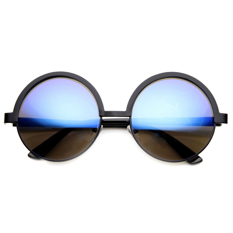 Women’s Retro Round Metal Mirror Lens Sunglasses 9813