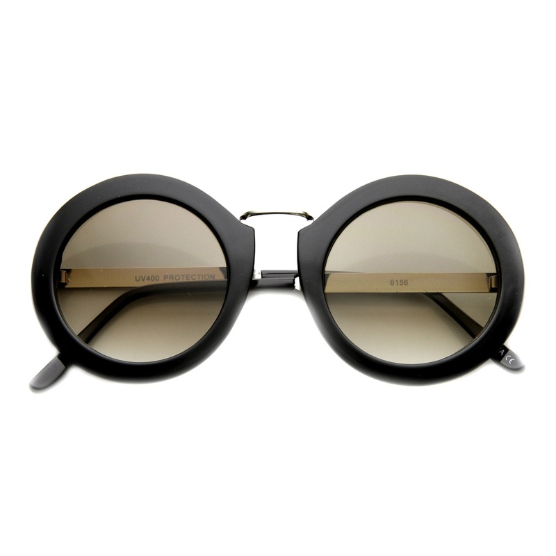 Women’s Retro Round Oversize Sunglasses With Metal Accents 9609