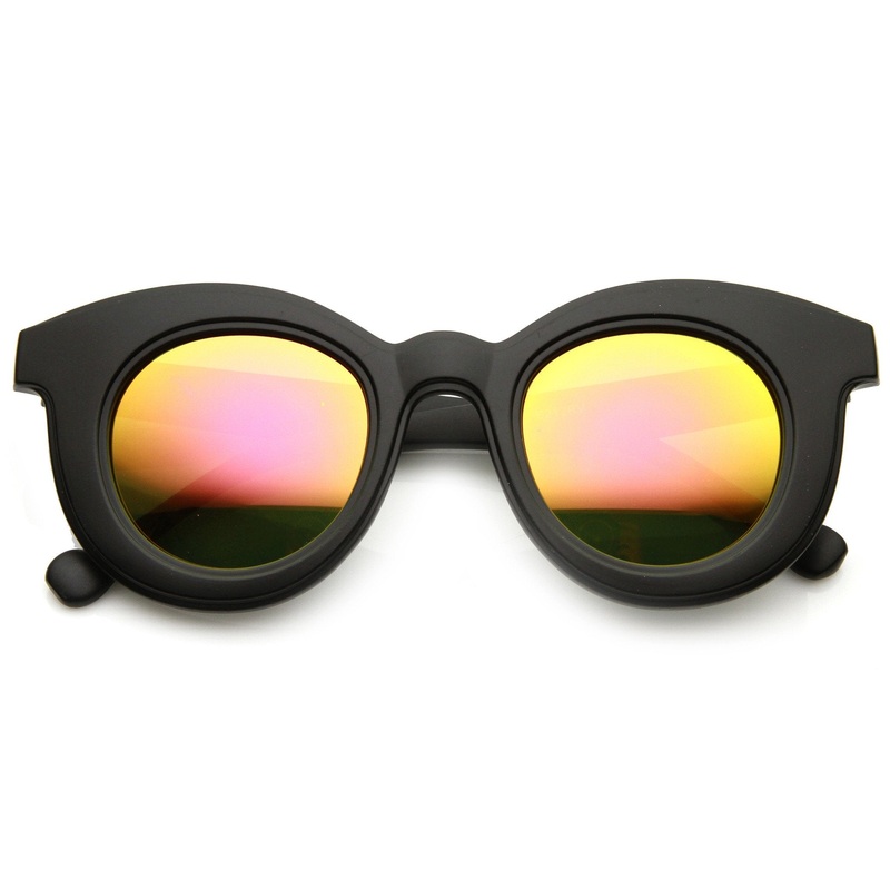 Women’s Round Cat Eye Mirrored Lens Sunglasses 9584