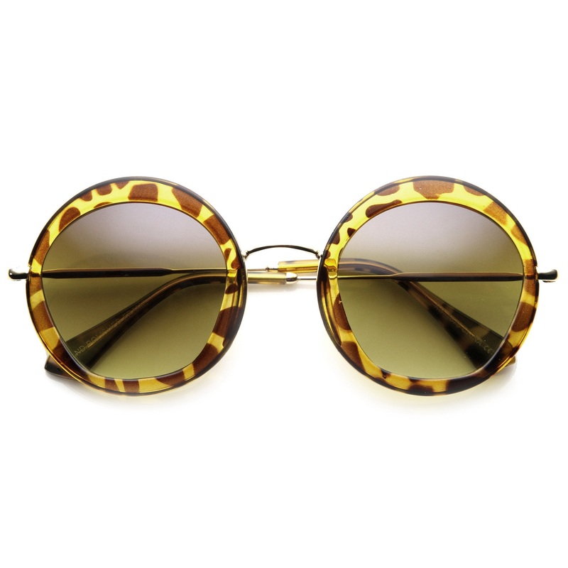 Women’s Round Lens Overlay Oversize Sunglasses 9753