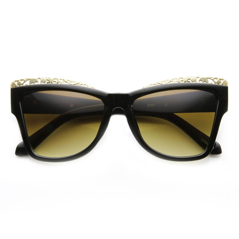 Women’s Trendy Fashion Pointed Metal Cut Out Cat Eye Sunglasses 9603