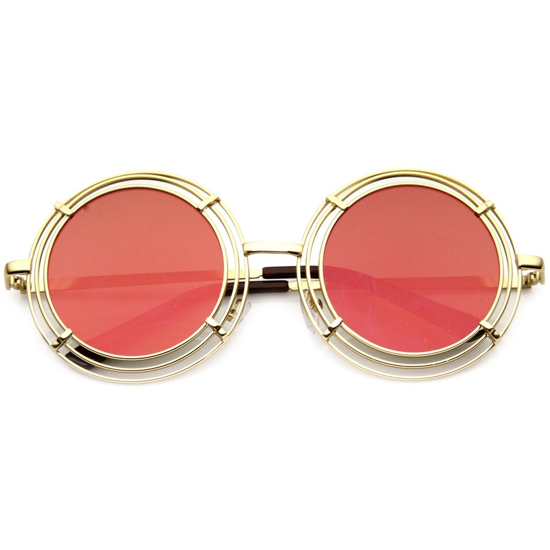 Women’s Unique Retro Triple Coil Round Mirror Lens Sunglasses 9756