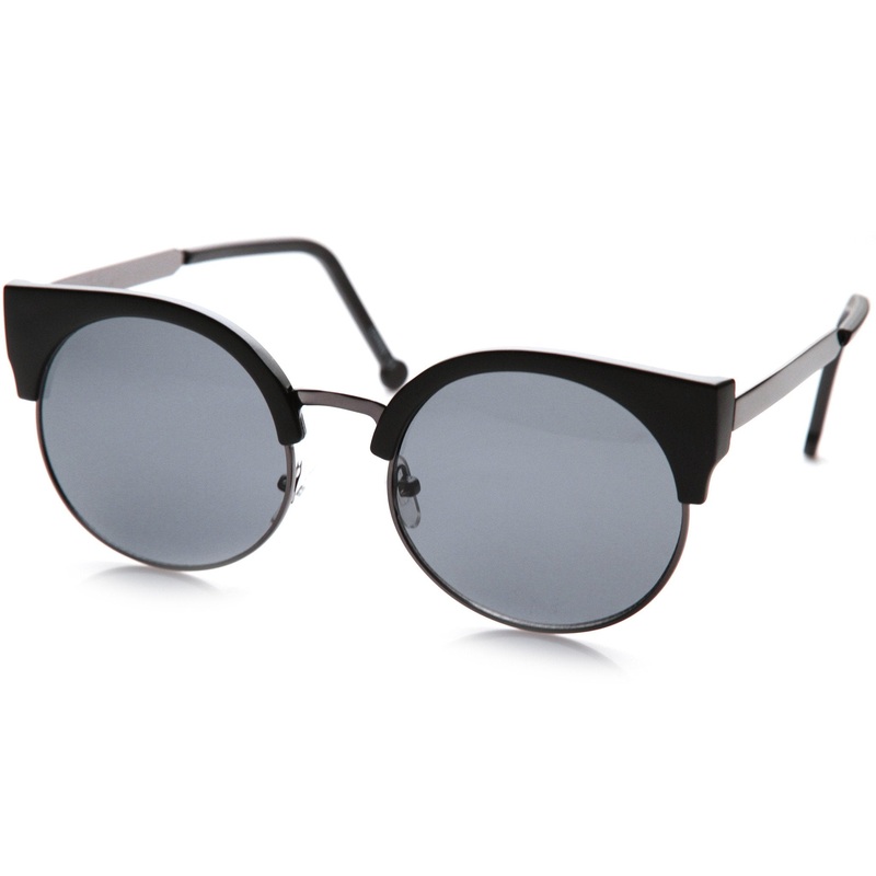 Women’s Vintage Inspired Half Frame Round Cat Eye Sunglasses 9494