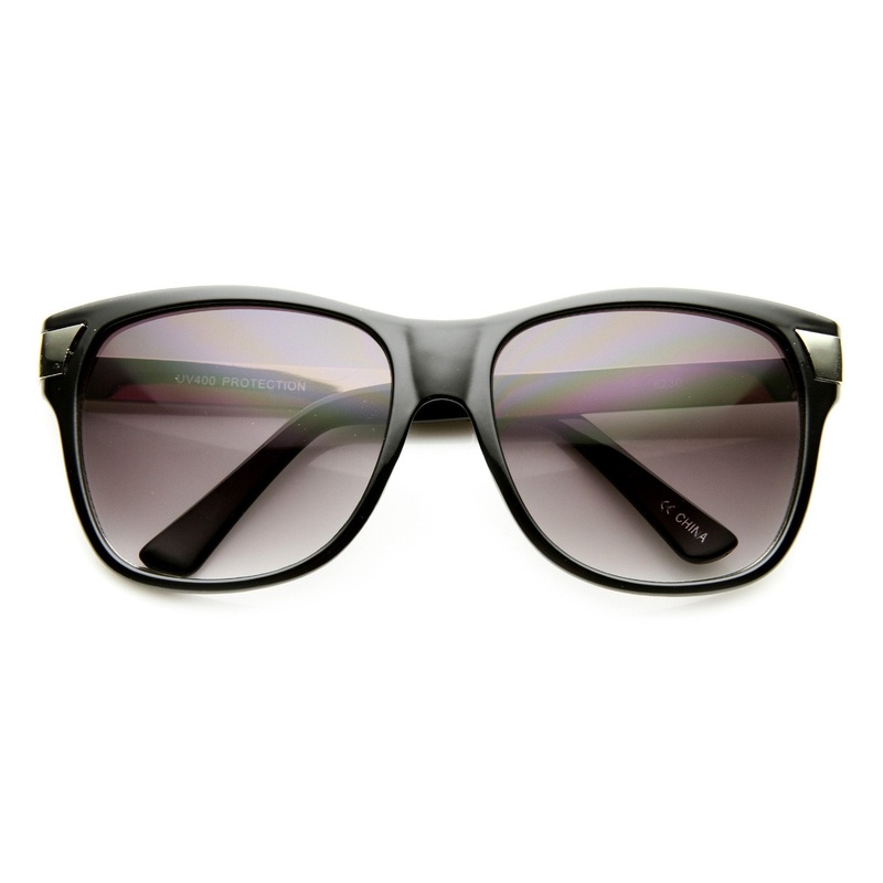 Womens Designer Horned Rim Oversize Sunglasses With Metal Temples 9600