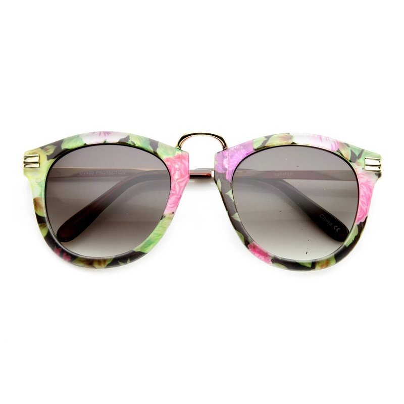 Womens Oversize Fashion Floral Print Round P3 Sunglasses 9602