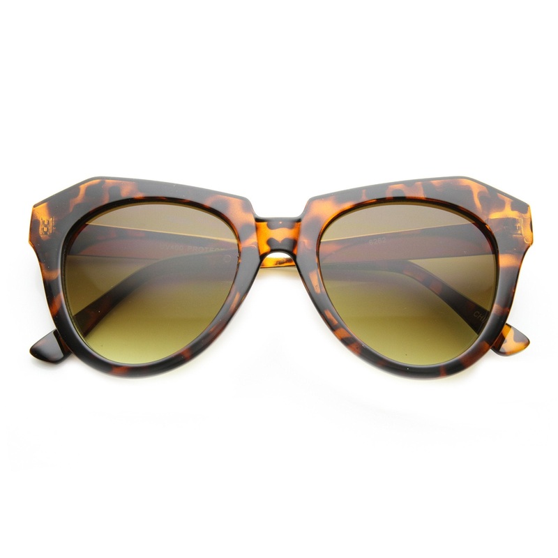 Womens Oversize Fashion Sunglasses With Metal Temples 9605