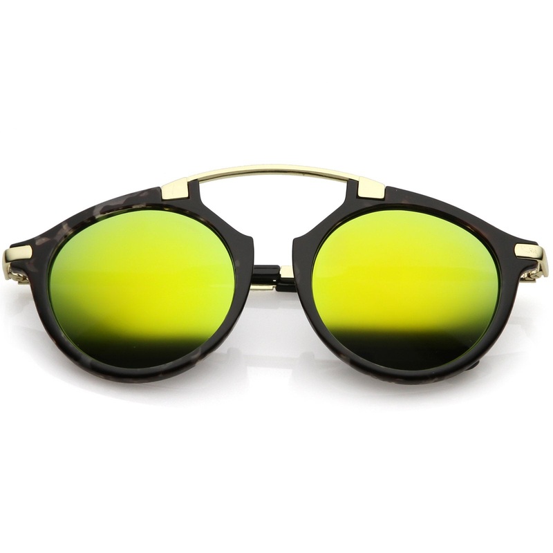 Arched Marble Pattern P3 Mirrored Lens Round Sunglasses A218