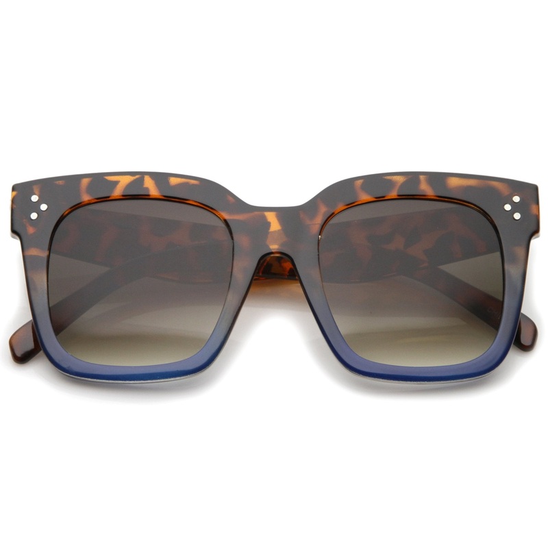 Bold Oversize Flat Mirror Lens Square Frame Horn Rimmed Sunglasses 50mm – A100