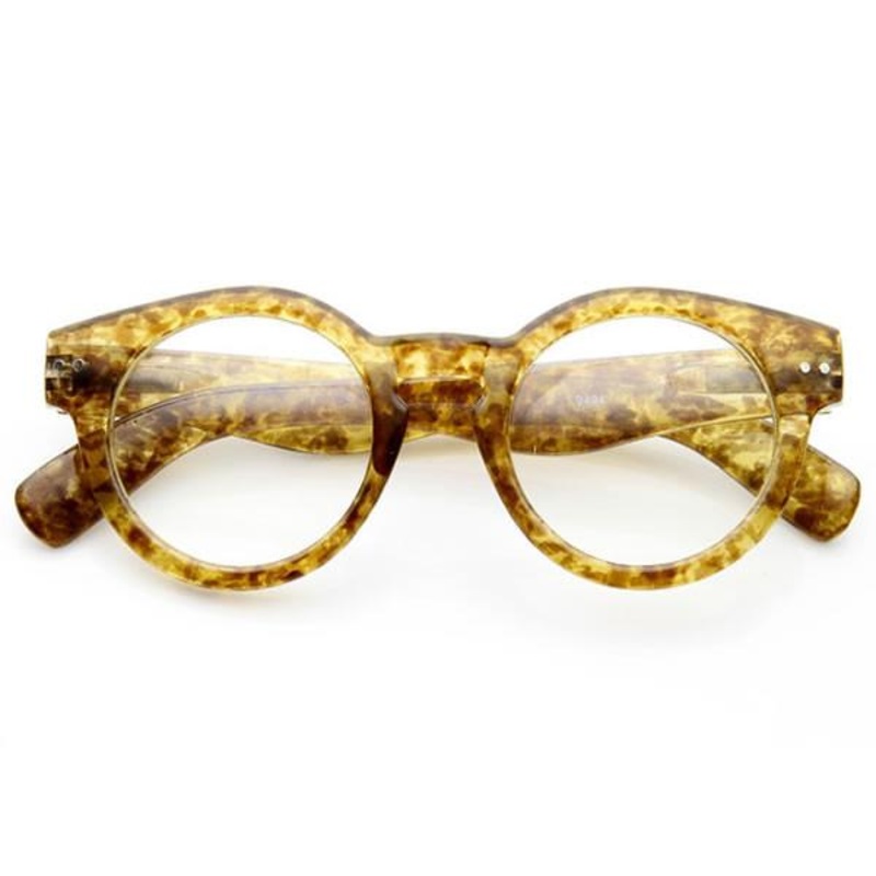 Hipster Retro P3 Optical RX Keyhole Clear Lens Round Glasses 9614
