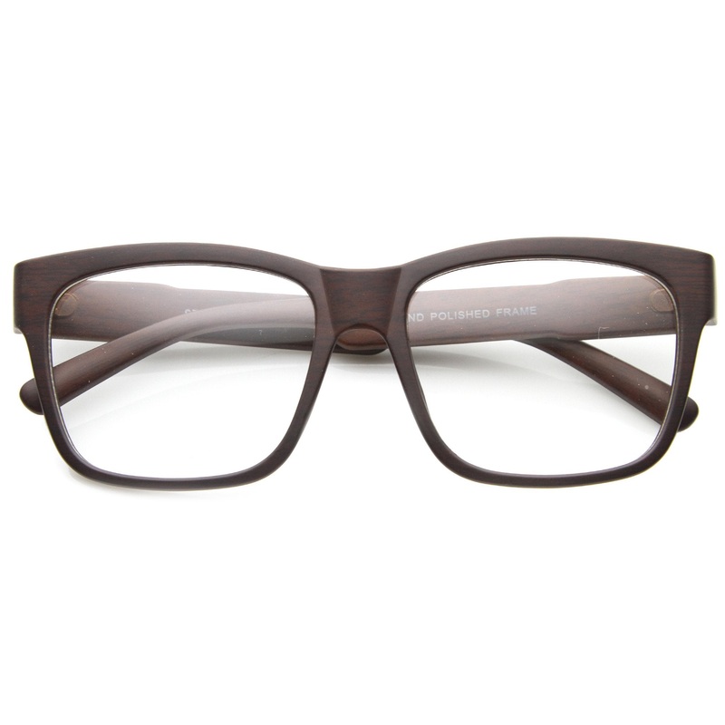 Large Wood Print Horned Rim Modern Clear Lens Glasses 9898