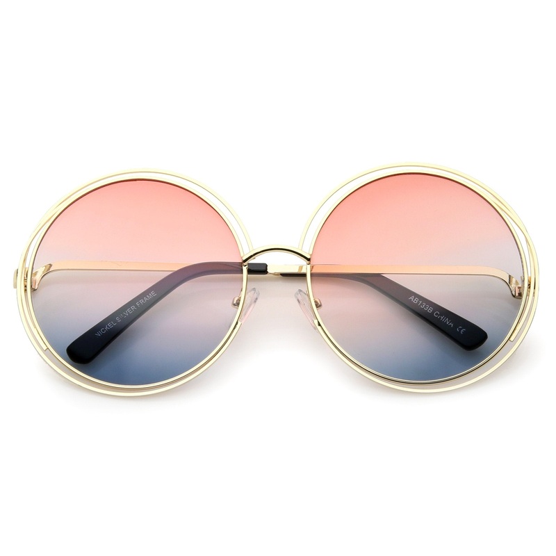 Women’s Retro Hippie Oversize Round Gradient Lens Sunglasses A194