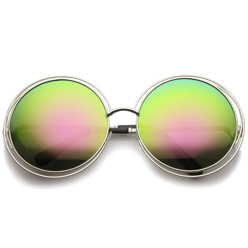 Women’s Retro Oversize Color Burned Mirror Lens Sunglasses A172
