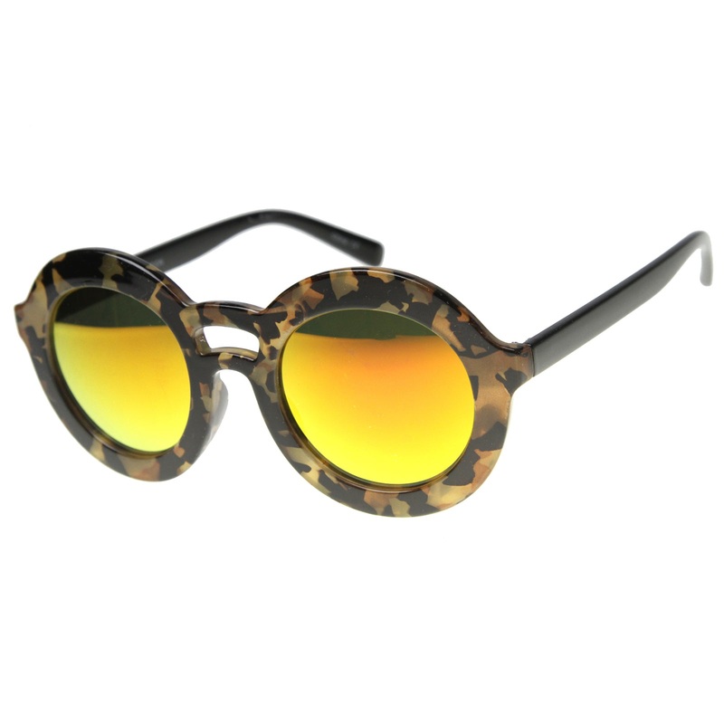 Women’s Round Double Bridge Mirror Lens Sunglasses 9851